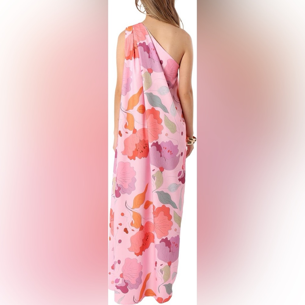 Petal & Pup Tillie One-Shoulder Maxi Dress in Pink Floral NWT - Picture 2 of 13